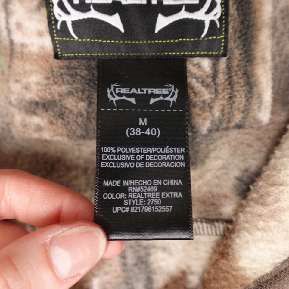 Realtree Camo Jacket Mens Medium Green Brown Woodland Fleece Full Zip Hunting - Image 3 of 4