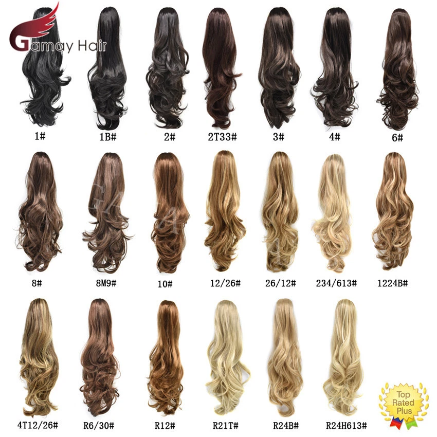 Clip de garra en extensión cola de caballo pieza de pelo largo ondulado cola de caballo 22" real como humano Foto 2 de 4