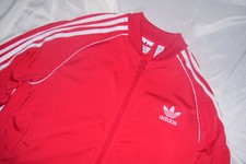 Adidas Youth Track Jacket Size 13-14 Y Large Red 3 Striped Logo NEW