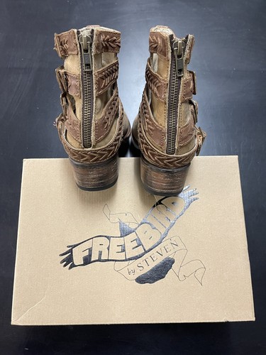Stivaletti FREEBIRD di Steven ROPER in pelle marrone chiaro taglia 6 US fantastici - Foto 5 di 8