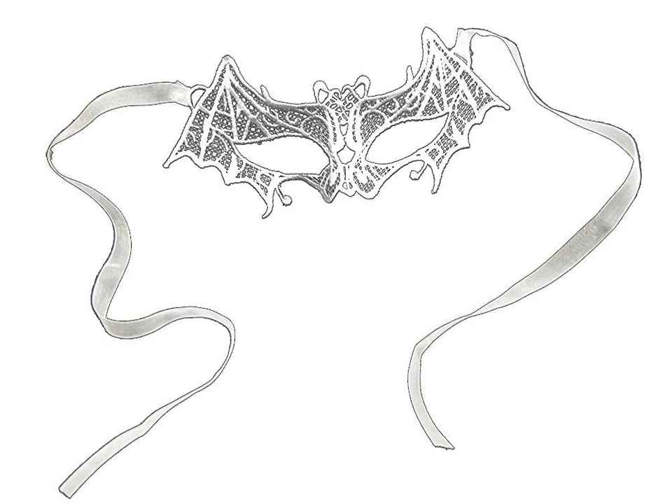 Venetian White Lace Bat Masquerade Eye Mask - Image 2 of 3