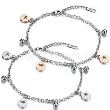 Women Girls Stainless Steel Hollow Love Heart Summer Beach Anklet Bracelet Chain