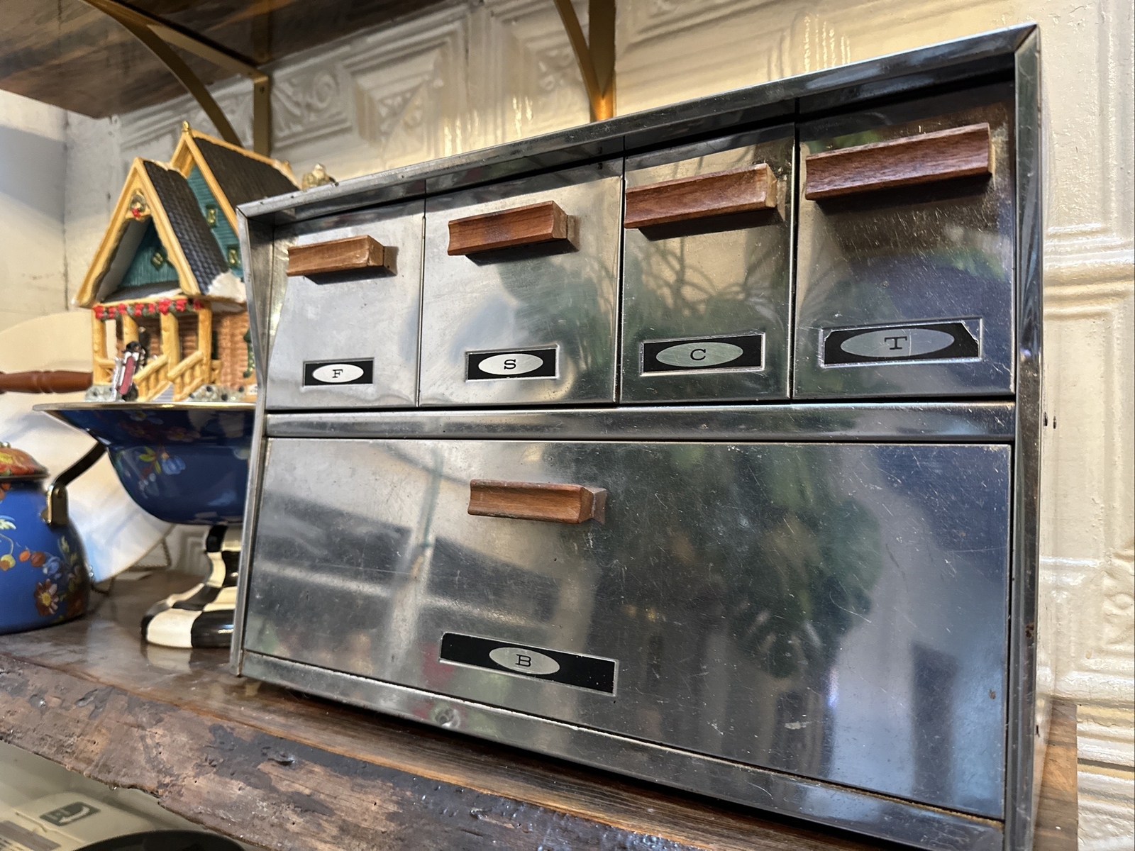 Vintage Krestline Bread Box Chrome Sugar Tea Flour Coffee Speco Mid