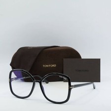 NEW TOM FORD FT5845-B 001 Shiny Black/Clear Blue Light Block 56mm Eyeglasses