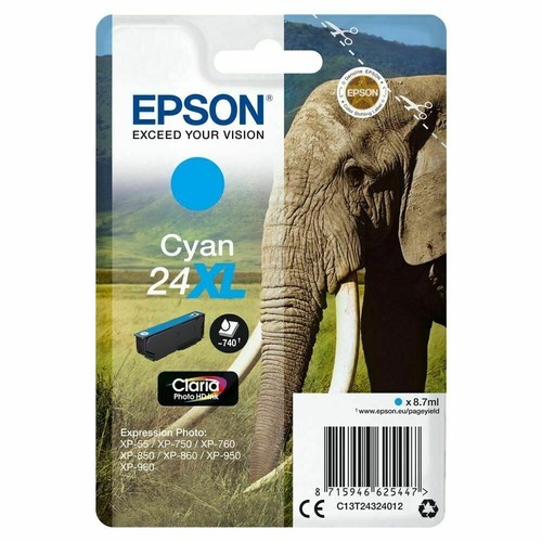 Epson 24XL Cyan T2432 Elephant Expression Photo XP-55 750 760 850 860 950 960 - Picture 11 of 24
