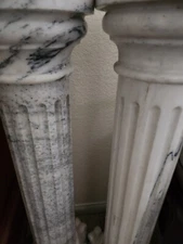 Two Greek Style Solid Marble Pillars
