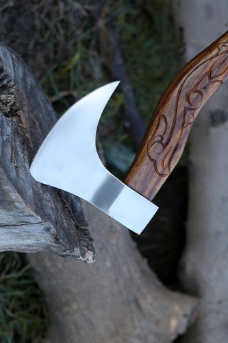 Custom Handmade Carbon Steel Viking Axe Real Hatchet Norse Viking Axe With Cover - Picture 8 of 11
