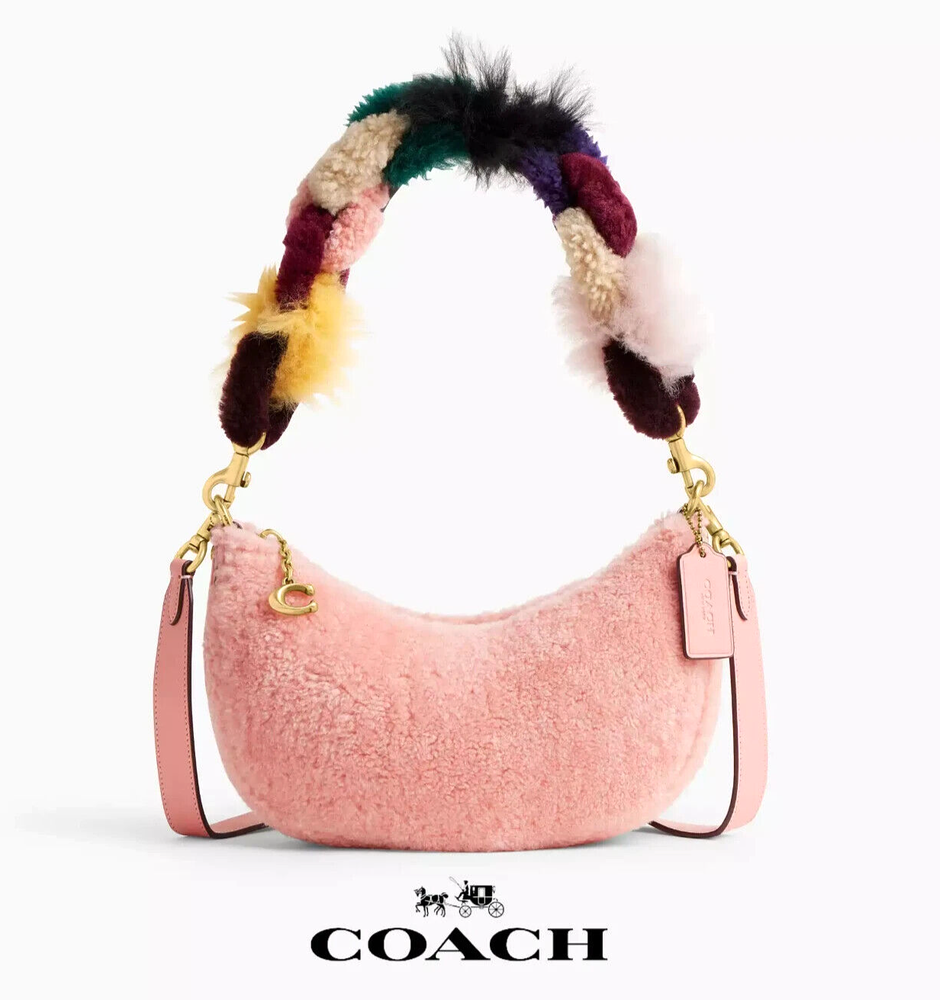 COACH Mira 2way Shoulder Bag CO211 Candy Pink Shearling Glovetanned Leather New
