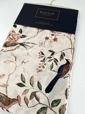 NIP Bon Luxe Window Curtains 2 Panels 37 x 84 Beige Birds Branches Cornelia