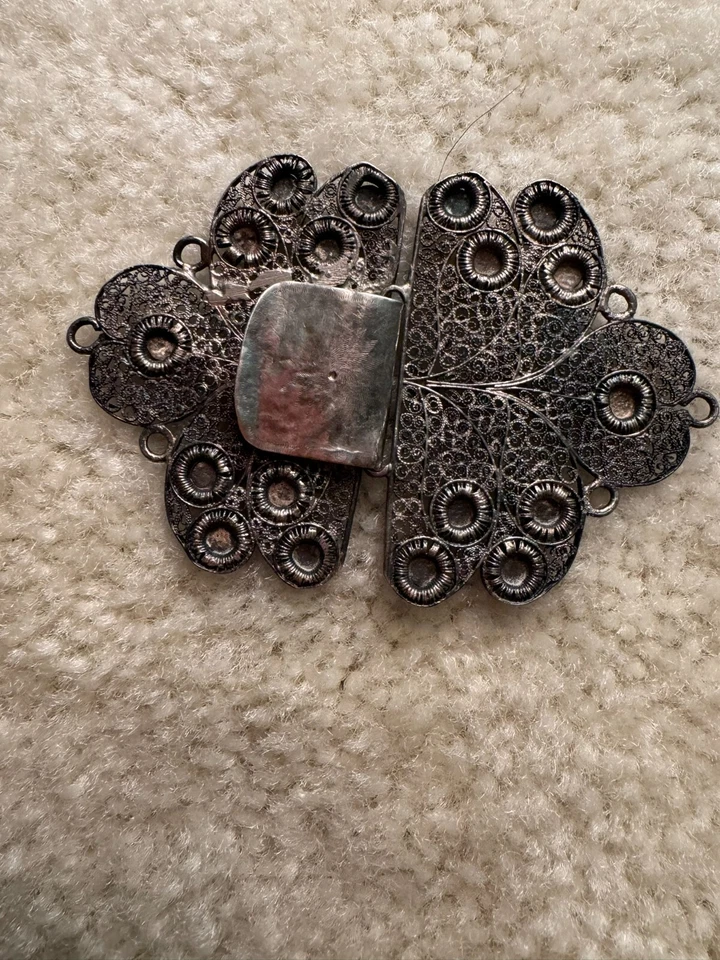 Una hebilla de cinturón de plata esterlina de período artesanal antiguo muy raro de dos piezas Foto 2 de 4