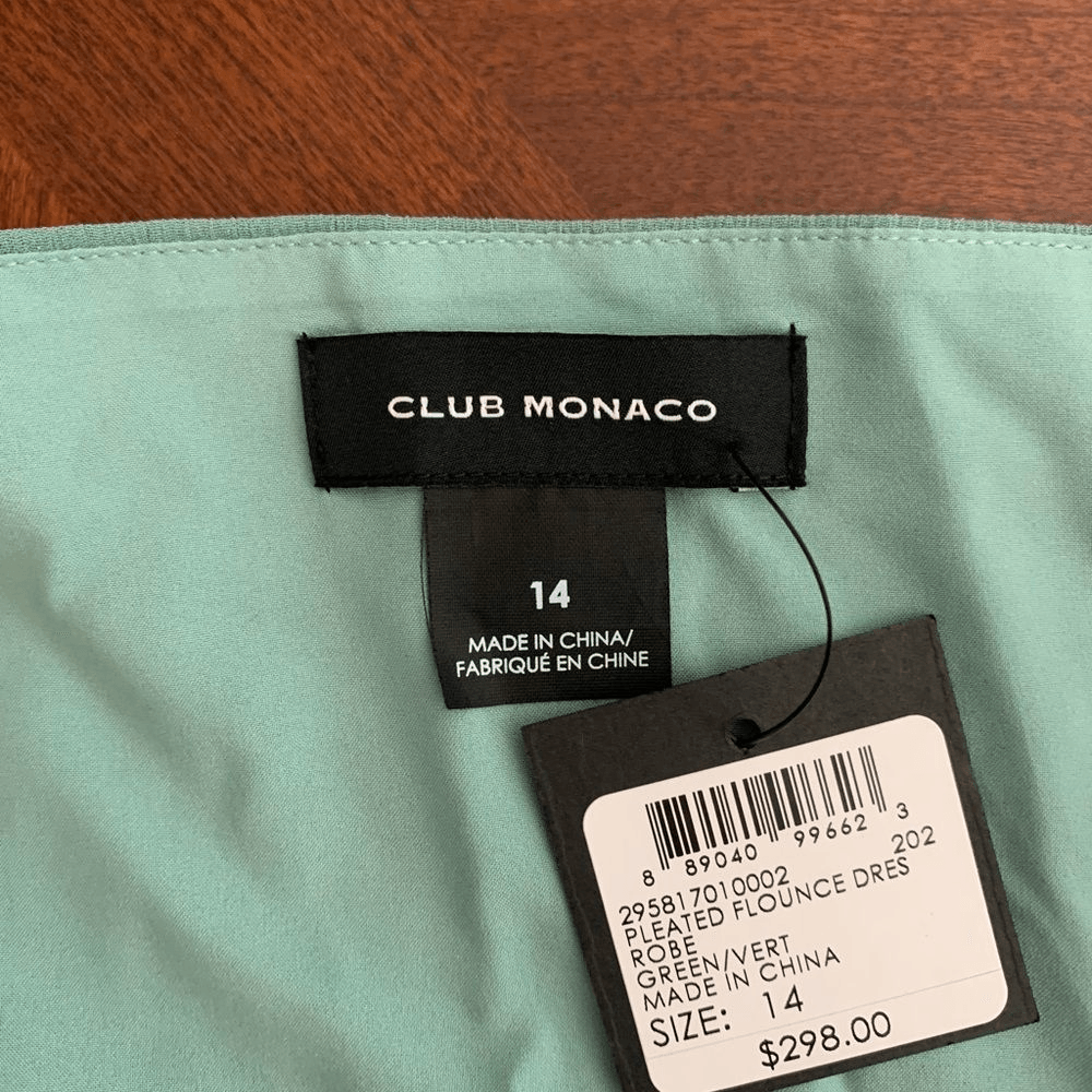 club monaco pleated flounce dress Club Monaco pleated flounce midi dresssize 14, NWT