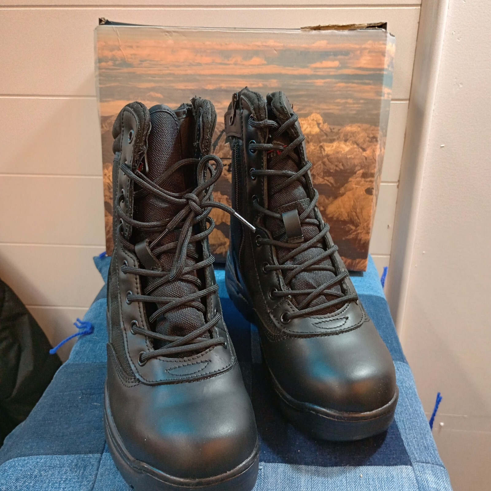 NortiV 8 Trooper Men Black Military Safety Boots Size 7.5