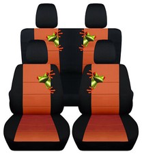 Frontrear Car Seat Covers Blk-burnt Orange W Frog Fits Jk Wrangler 2dr 07-18
