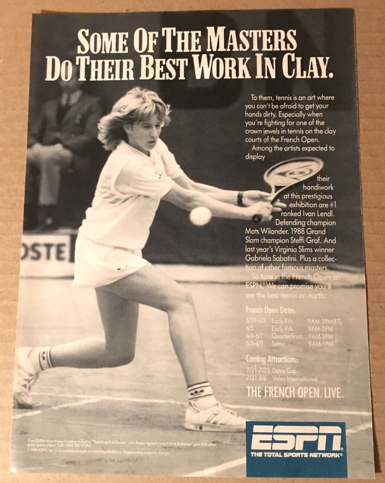 1989 ESPN TV The French Open Steffi Graf Tennis vintage print ad advertisement eBay