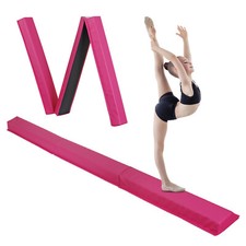 9FT Pink Gymnastics Balance Beam Home Gym Equipment with Anti-Slip Base