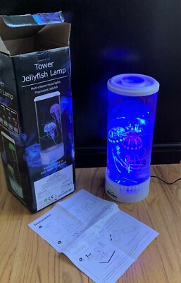 Playlearn Large Round Jellyfish Lamp Tank with Glowing Jelly Fish in White with 
