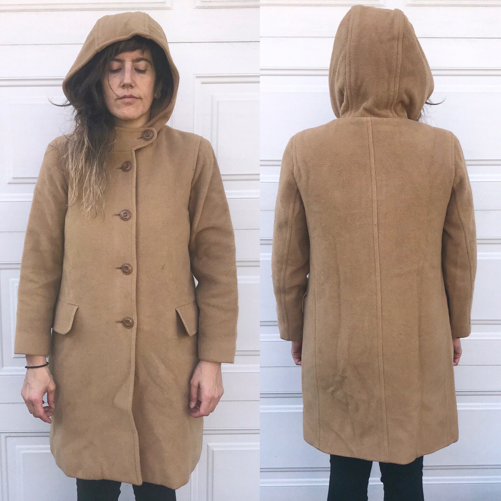 Harvé Bernard Camel Coat 4 P Petite Vtg Wool Jack… - image 1