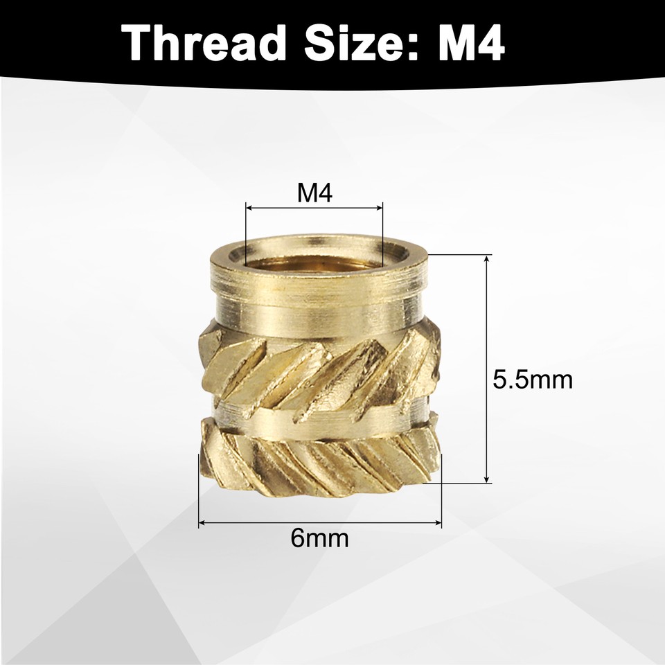 50pcs M4 Threaded Inserts Brass Heat Set Insert M4x5.5mm, OD 6mm ...