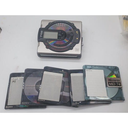 Sharp MDMS702 Silver Portable Backlit LCD Personal Minidisc⚠️UNTESTED⚠