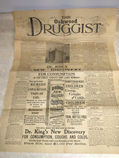 The Oakwood Druggist Nov. 1901 -4 Pages 24" x 18" Quack Medicine & Testimonials