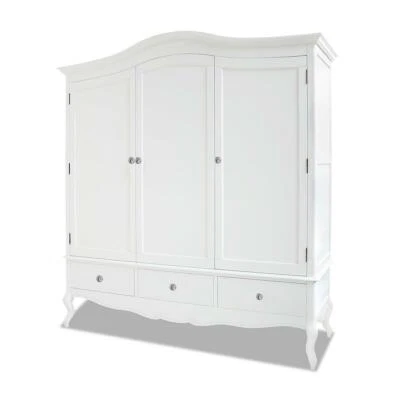STATEMENT FURNITURE Juliette White Triple Wardrobe Large French 3 Door Wooden Wardrobe QUALITY