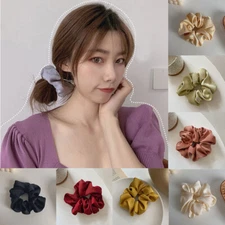 Large Satin Hair Scrunchies Elastic Hair Tie Rope Solid Color Hair Ring Ponytail