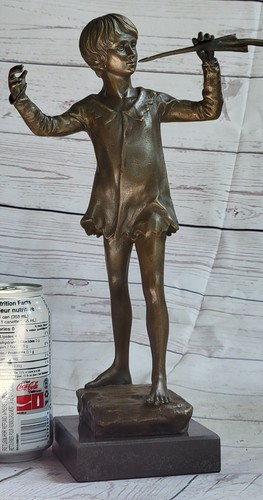 Obras de Arte Clásicas Genuinas Niño Joven Masculino Música Músico Bronce Escultura Obras de Arte - Imagen 2 de 10