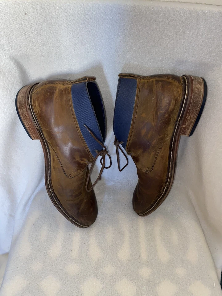 Мужские ботинки Cole Haan Colton размер 11 чукка коричневая кожа смазанная синей лентой C11771 - Изображение 4 из 4