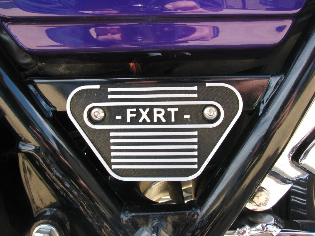 HARLEY FXR - FXRT - SIDE FRAME COVER BADGE PLATE - STAINLESS