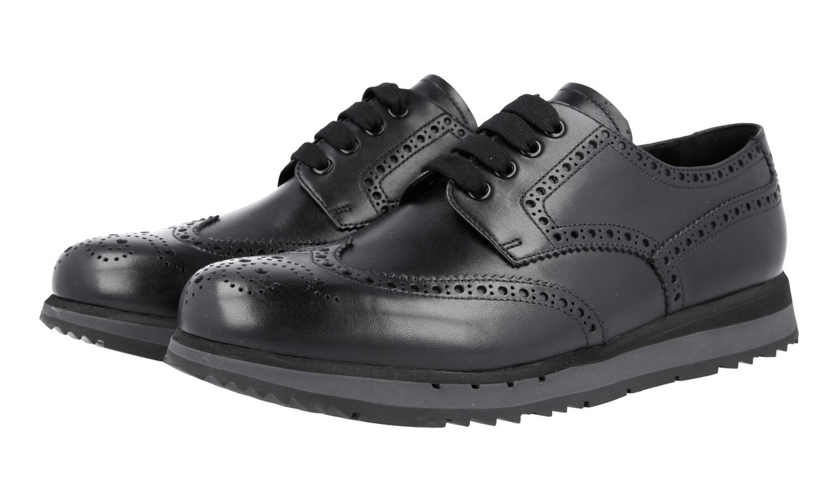 PRADA Leather Slip-on Brogue Sneakers Dress Shoes Black - US 6 PRADA Leather Slip-On Formal Sneakers Brogue Shoes Black  main image 4