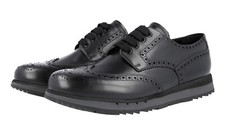 PRADA DRESS SNEAKERS SHOES BROGUE BLACK LEATHER LIGHT SOLE US 11 EU 44 44,5
