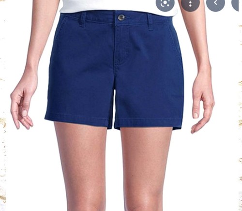 ANA Womens Size 6 Blue 5" Inseam Chino Twill Shorts Flat Front Mid Rise EUC