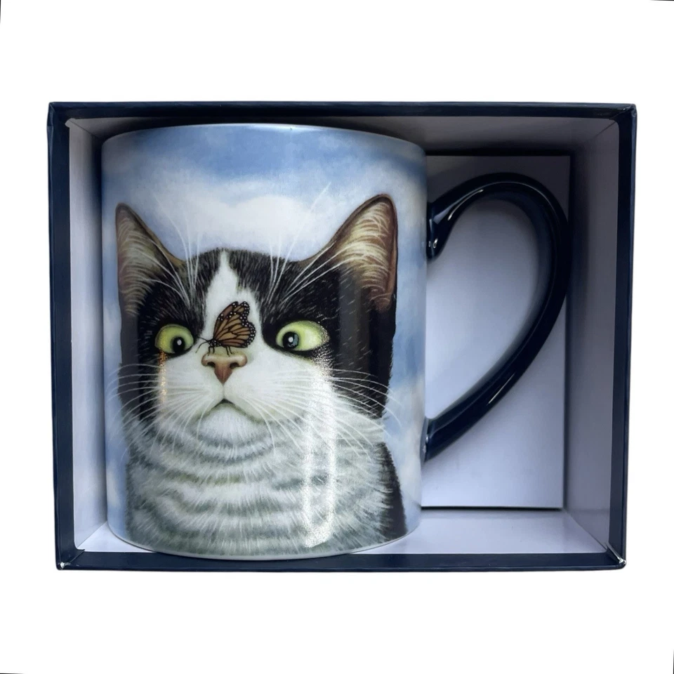 Hugo Hege 14oz Ceramic Mug Box Lowell Herrero Cross Eyed Cat Butterfly Lang 2012 - Image 3 of 4