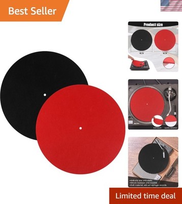2pcs Anti-Slip Felt Record Player Mats, 12in Turntable Slipmat Set - Black & Red