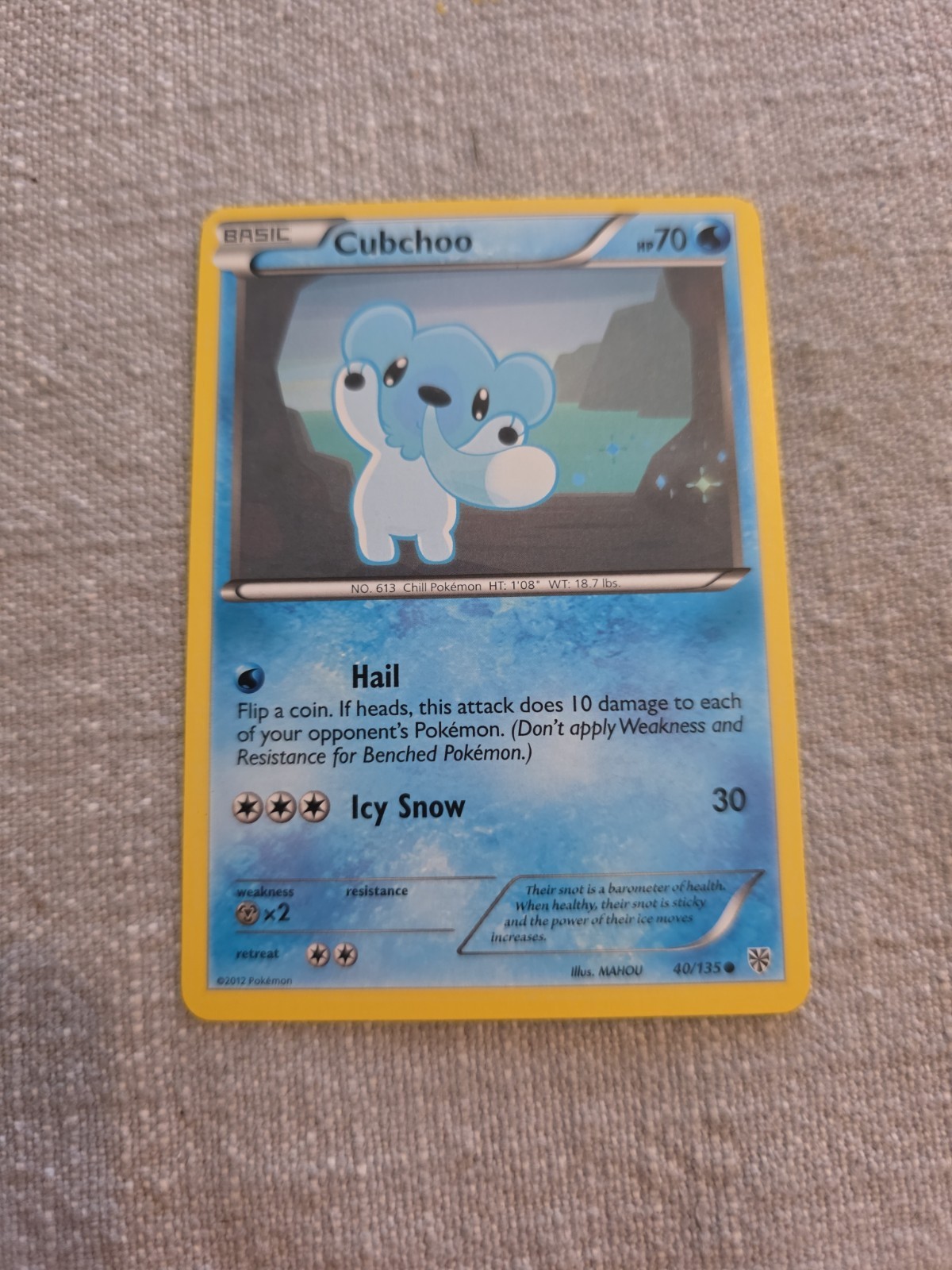 Cubchoo 40/135 Common Pokemon Plasma Storm 