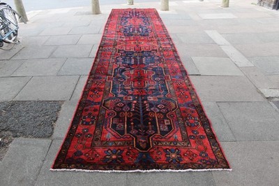 Vintage Traditionell Handgefertigt Orientalisch Rot Wolle Lang Flur Läufer 584x126cm