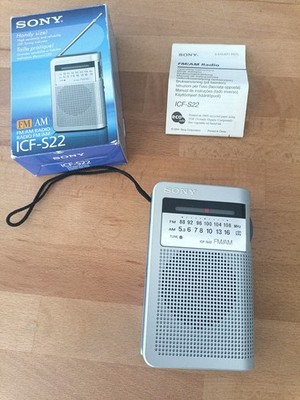 Sony ICF-S22 Silber AM / FM Taschenradio. Brand Portable Pocket Pack.