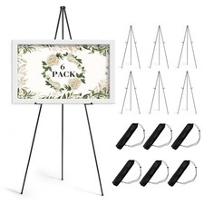 6 Pack 63" Easel Stand for Sign, Portable Easel for Painting, Foldable Black ...