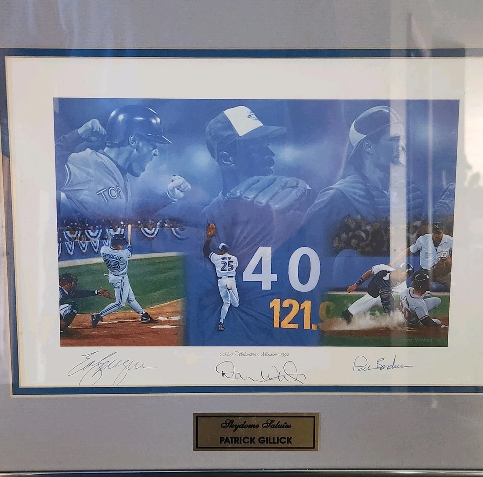 Pat Gillick '92 Toronto Blue Jays Serie Mundial GM Firmado Devon White Ed Sprague Foto 2 de 4