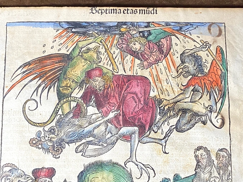 VERY RARE Nuremberg Chronicle Leaf, CCLXII, 1st Latin Ed, APOCALYPSE , c.1493 - Image 2 of 4