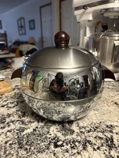 Vintage West Bend Penguin Hot Cold Server Ice Bucket Chrome w/ Bakelite Handles