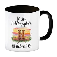 Zwei ErdmäNnchen - Lieblingsplatz Neben Dir Kaffeebecher In Schwarz