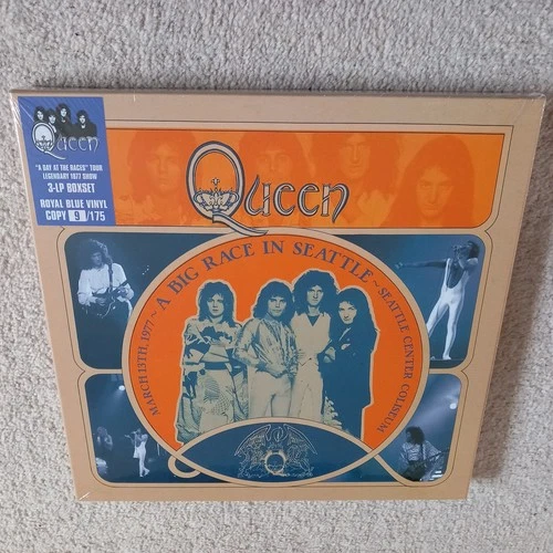 Queen A BIG RACE IN SEATTLE NUMBERED 9/175 BLUE VINYL 12" 3 LP BOX SET SEALED