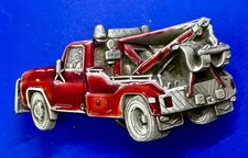 Tow Truck Figural Red Enamel Cutout Hippy Vibe The Great American Belt Buckle