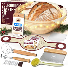 Banneton Bread Proofing Basket Set with Silicone Dough Sling, 9" Splinter-Free P