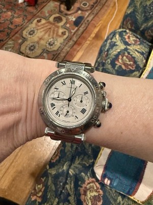 Cartier Pasha 38 MM Quartz Chronograph Stainless Steel Watch with Box and papers