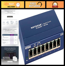 8-Port Gigabit Ethernet Unmanaged Network Switch, High-Speed Network Hub, Plug 