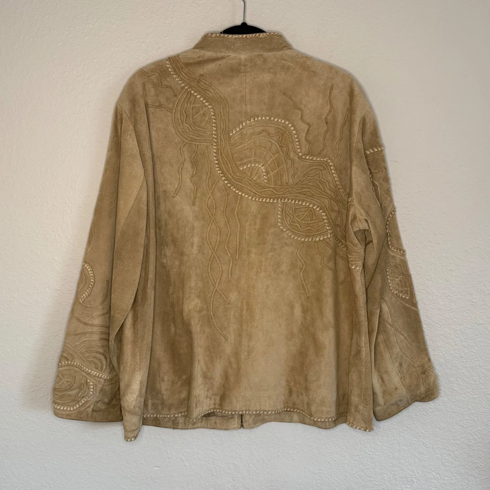 Chaqueta de Cuero Gamuza Chicos 3 XL Bordada Western Boho Country Artística Ecléctica Foto 2 de 4