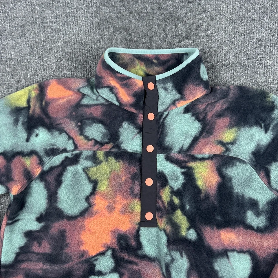 Pullover Burton polar para mujer mediano tie dye negro naranja bolsillos delanteros a presión Foto 4 de 4