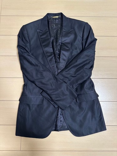 DOLCE and GABBANA Black Tailored Jacket Wool Silk Blend